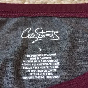 City Streets Tops - Maroon/gray shirt. City Streets Tops - Maroon/gray shirt.